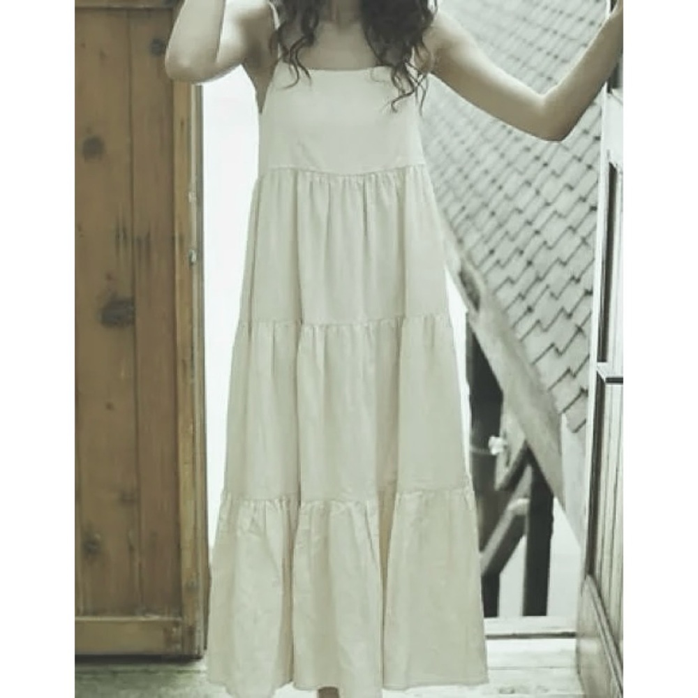 Charlie Holiday Boho Maxi Dress White Flowy Ruffle Tiered Summer NWT-Size 8 - Picture 2 of 12